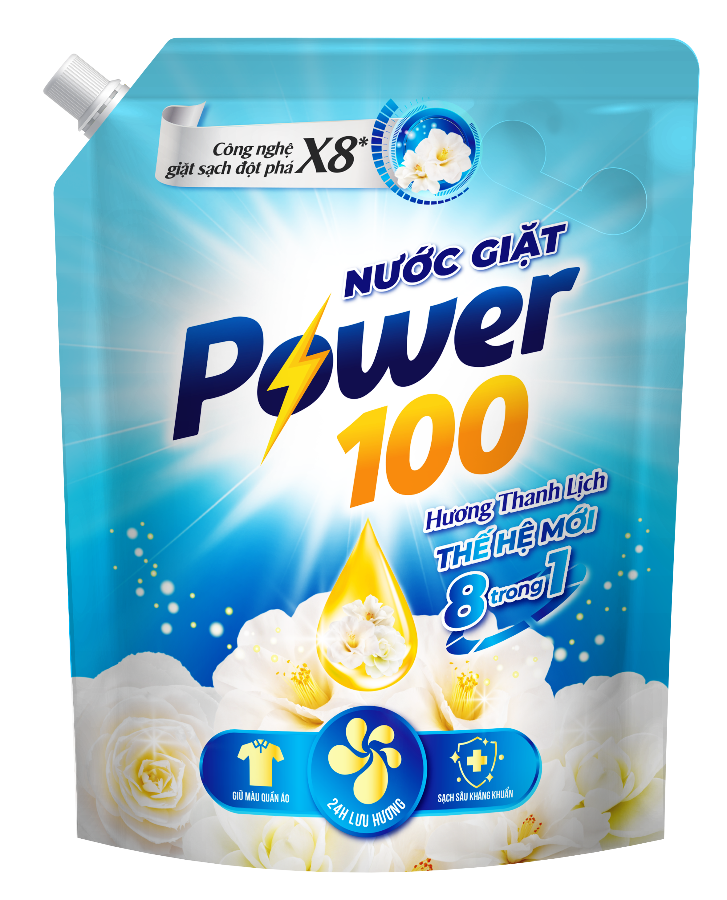 NƯỚC GIẶT POWER100 8 TRONG 1 HƯƠNG THANH LỊCH