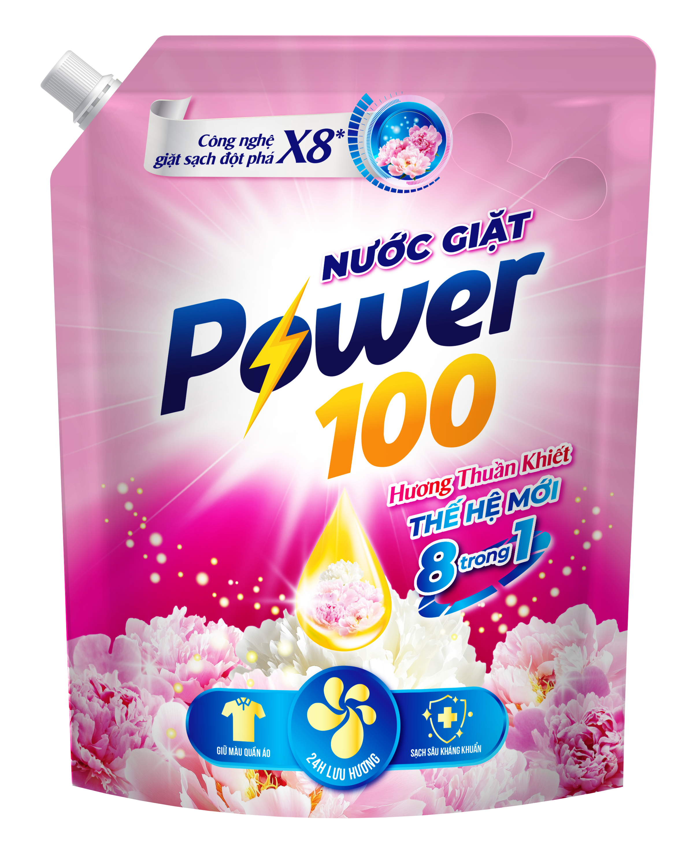 NƯỚC GIẶT POWER100 8 TRONG 1 HƯƠNG THUẦN KHIẾT